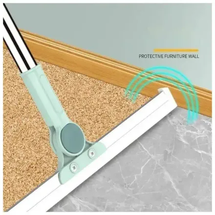 Essuie-glace De Nettoyage De Sol Et Vitre En Silicone, Avec Manche Télescopique - Couleur Aléatoire thumbnail 3