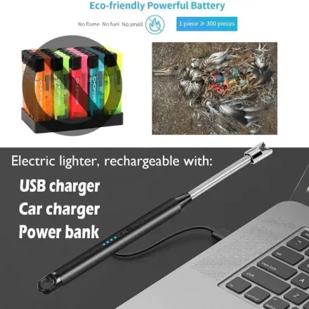 2 Briquets Électriques Rechargeables Usb - Sans Flamme, Pratiques Pour Barbecue, Cuisinière, Camping thumbnail 4