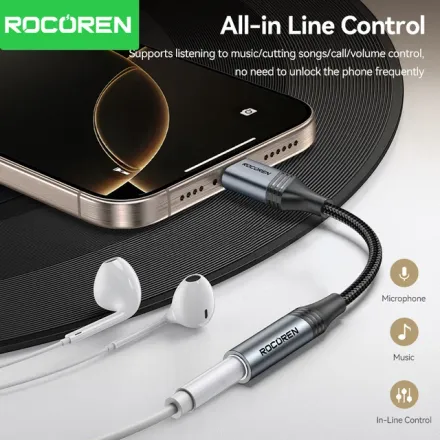 Câble Usb-c Vers Jack 3.5mm – Adaptateur Audio Numérique Haute Qualité Pour Iphone, Huawei, Samsung thumbnail 4