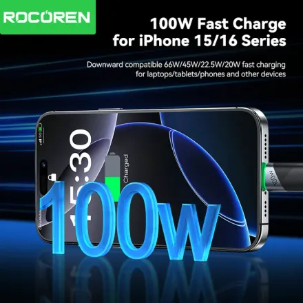 Câble Usb-c 100w Led 1 Mètre – Usb-c Vers Usb-c Pd 3.1 Charge Rapide 5a thumbnail 2