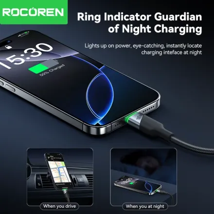 Câble Usb-c 100w Led Gris 1 Mètre – Usb-c Vers Usb-c Pd 3.1 Charge Rapide 5a thumbnail 4