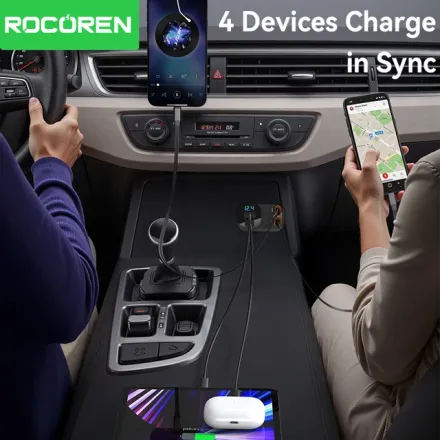 Chargeur Voiture Rétractable 4-en-1 Pd 30w Double Usb-c Intégré  thumbnail 4