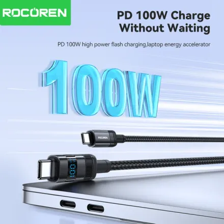 Câble Usb-c 100w Avec Affichage Digital – Usb-c Vers Usb-c Pd 3.1 Charge Rapide 5a 1 Mètre thumbnail 4
