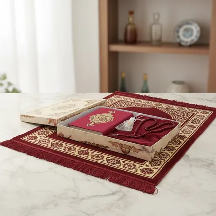 Coffret Cadeau Ramadan: Saint Coran, Tapis De Prière 70x110 Cm, Tasbih Et Musc Tahara thumbnail 3