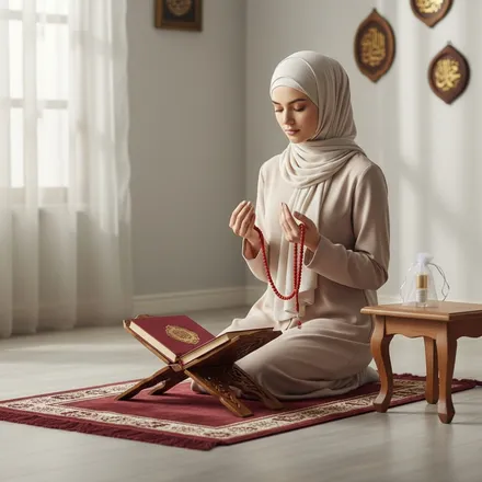 Coffret Cadeau Ramadan: Saint Coran, Tapis De Prière 70x110 Cm, Tasbih Et Musc Tahara thumbnail 4