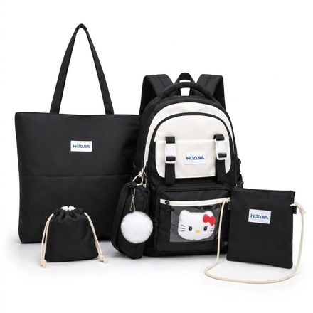 Ensemble 4 Pièces Sac À Dos Scolaire, Sac Cabas, Pochette Bandoulière Et Sac Pochon thumbnail 1