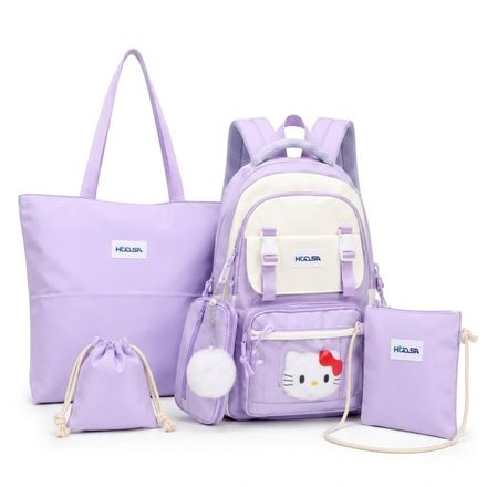 Ensemble 4 Pièces Sac À Dos Scolaire, Sac Cabas, Pochette Bandoulière Et Sac Pochon thumbnail 1
