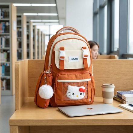Ensemble 4 Pièces Sac À Dos Scolaire, Sac Cabas, Pochette Bandoulière Et Sac Pochon thumbnail 3