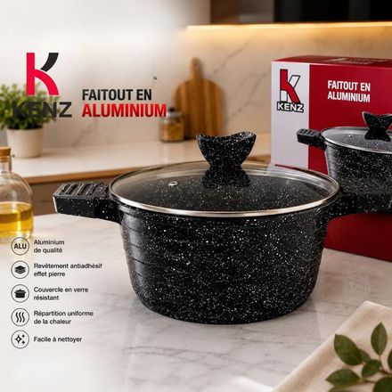 Faitout En Aluminium 24 Cm Couvercle En Verre Et Revêtement Granit Antiadhésif - Jsh-9635/24 thumbnail 2