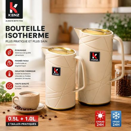 Ensemble De Bouteilles Isothermes 0,5 L + 1 L Conservation Chaud & Froid 24 Heures - Vht-1376 thumbnail 2
