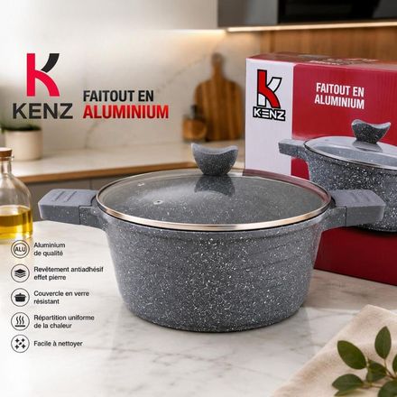 Faitout En Aluminium 32 Cm Couvercle En Verre Et Revêtement Granit Antiadhésif - Jsh-9635/32 thumbnail 2