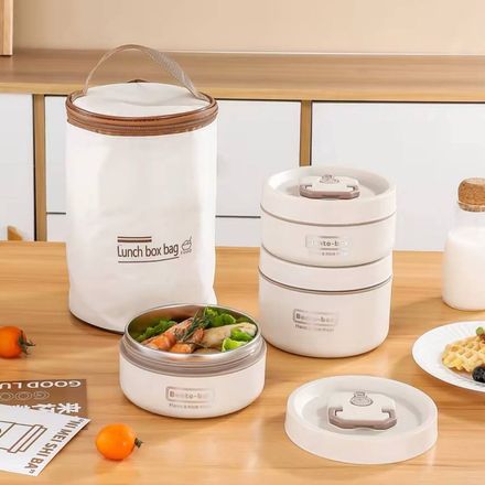 Lunch Box Isotherme Inox 304 – 3 Compartiments+ Sac Thermique | Boîte Repas Étanche Portable thumbnail 3