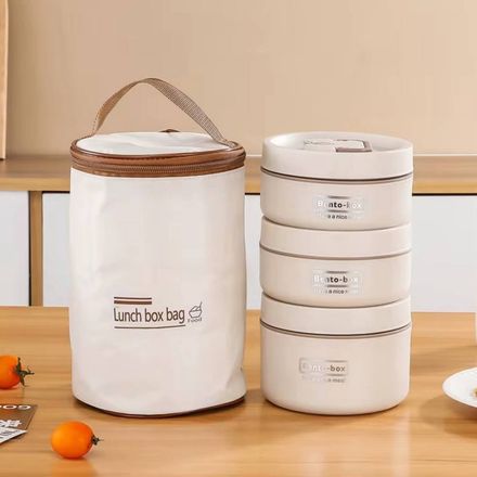 Lunch Box Isotherme Inox 304 – 3 Compartiments+ Sac Thermique | Boîte Repas Étanche Portable thumbnail 2