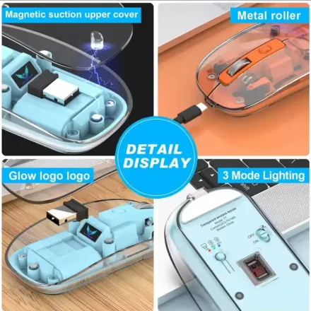 Souris Sans Fil Transparente 2.4g Pour Ordinateur Portable Souris Bluetooth Pour Tablette Ipad thumbnail 3