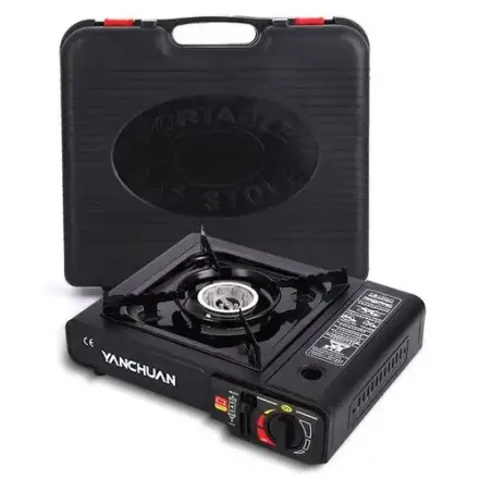 Réchaud À Gaz Butane Portable Pour Camping Brûleur De Table Compact Noir thumbnail 1