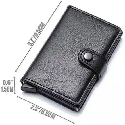 Porte-carte Bancaire Porte Monnaie Generic Noir Aluminium Cuir Mixte thumbnail 3