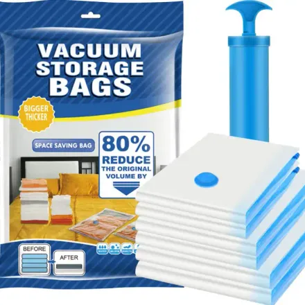 Sacs De Rangement Sous Vide – Pack De 9 Avec Pompe Incluse thumbnail 1