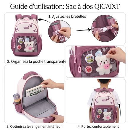Sac À Dos D'école Pratique Et Structuré En Tissu Avec Poches Extérieures thumbnail 4