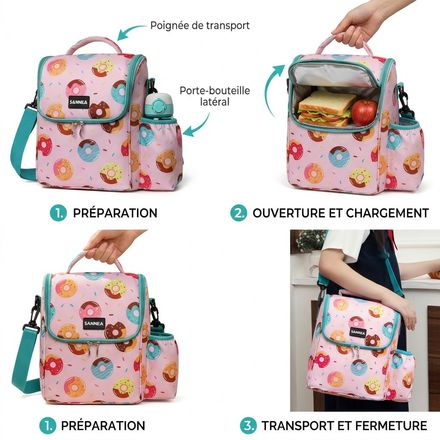 Sac à déjeuner en tissu semi-structuré avec plusieurs compartiments thumbnail 4