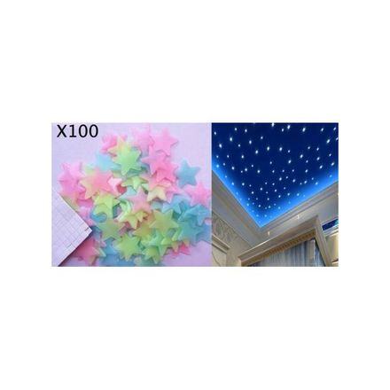 100 Pcs Etoiles Stickers Muraux Autocollants Lumineux Phosphorescentes 3 Cm thumbnail 2