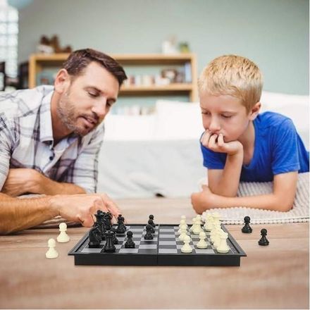 Jeu D'échecs 3-en-1 Pour Enfants Et Adultes - Backgammon Et Dames Inclus, Pliable Et Portable thumbnail 3