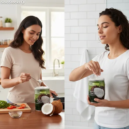 Huile De Coco Vierge – 100% Naturelle & Bio – Soin Corps, Cheveux Et Cuisine thumbnail 3