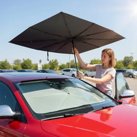 Plustar Car Windshield Sunshade, Front Window Sunshade Heat Insulation Sun Shade Protection thumbnail 2