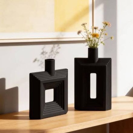 Vase Décoratif Rectangulaire En Céramique – Géométrique thumbnail 3