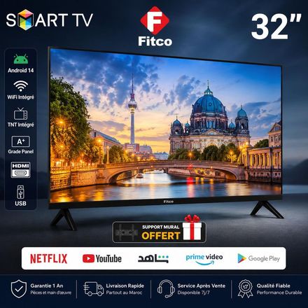 Smart Tv 32 Pouces Android 14 Hd - Wifi - Hdmi - Tnt Intégré - Support Mural Offert thumbnail 2