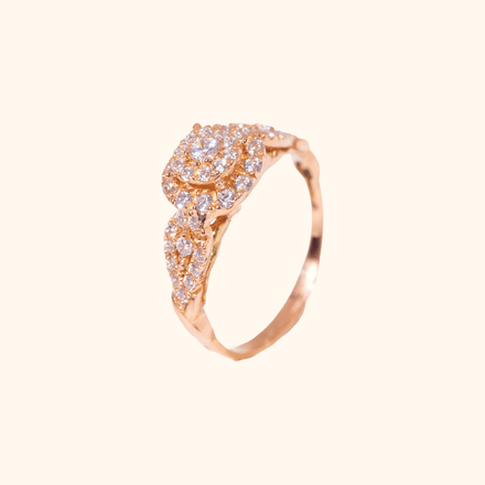 Bague Éclat Floral En Or Rose 18 Carats - Bague Mariage Femme thumbnail 3
