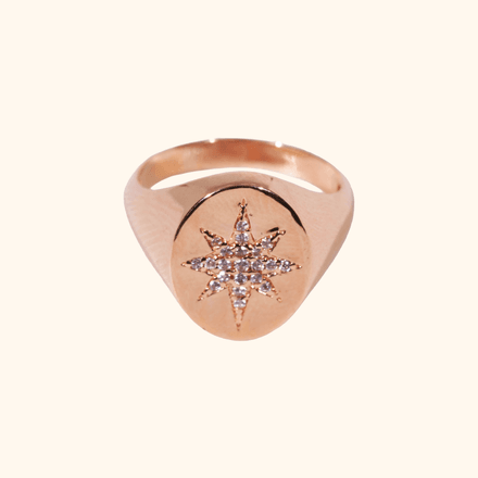 Bague En Or Rose 18 Carats Avec Motif Étoile Sertie De Pierres thumbnail 3