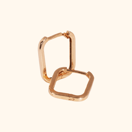 Boucles D'oreilles Rectangulaires Élégance En Or Jaune 18 Carats thumbnail 2