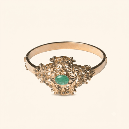 Bracelet Arabesque Royale En Or Rose 18 Carats Pierre Verte Naturelle thumbnail 1