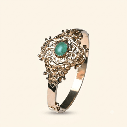 Bracelet Arabesque Royale En Or Rose 18 Carats Pierre Verte Naturelle thumbnail 3