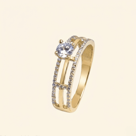 Bague Solitaire Or Jaune 18 Carats Zirconium Premium thumbnail 1