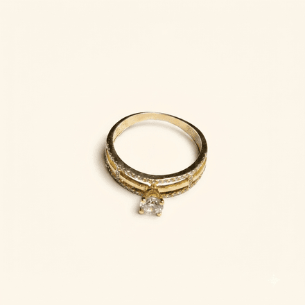 Bague Solitaire Or Jaune 18 Carats Zirconium Premium thumbnail 2