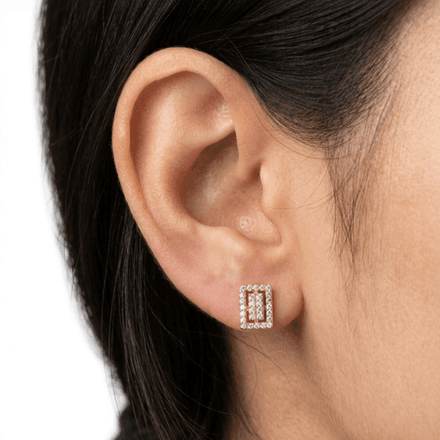 Boucles D'oreilles Rectangulaire Prestige En Or Rose 18 Carats thumbnail 3