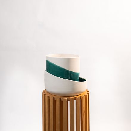 Cache Pot Artisanal - Bleu Canard - 22cm thumbnail 2