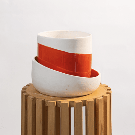 Cache Pot Artisanal, Rouge Orange thumbnail 3