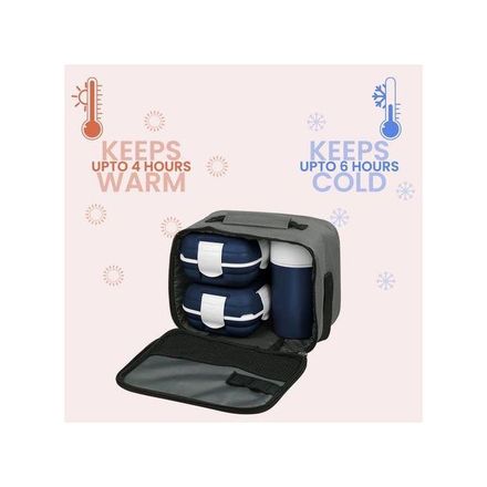 Ensemble Sac Isotherme Avec 2 Boîtes Lunch, Gourde Et Couverts thumbnail 3