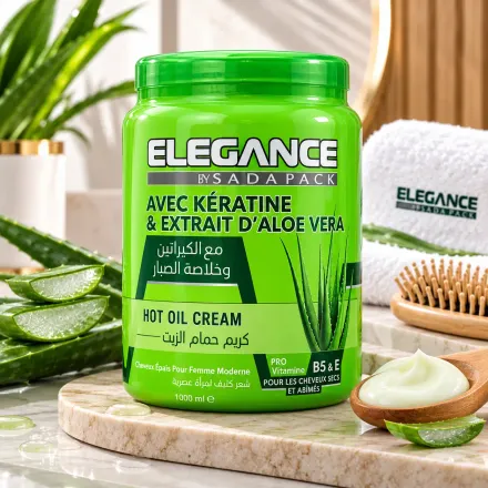 Crème Capillaire Hot Oil À La Kératine & Aloe Vera – 1000 Ml – Cheveux Secs Et Abîmés thumbnail 1