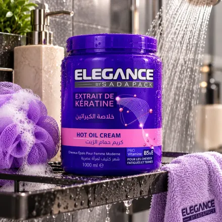 Crème Capillaire Hot Oil Elegance À La Kératine – 1000 Ml – Soin Nourrissant Cheveux thumbnail 3