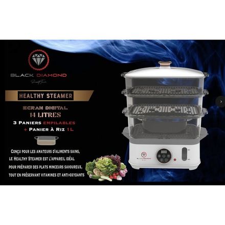 DIGITAL HEALTHY STEAMER 14L: Cuiseur Vapeur XXL Sans BPA thumbnail 2
