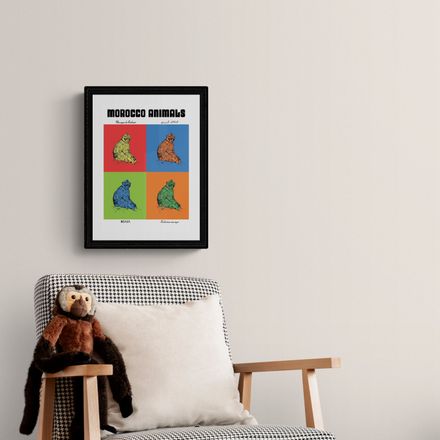 Affiche de la planche zoologique MACAQUE de BARBARIE version POP thumbnail 1