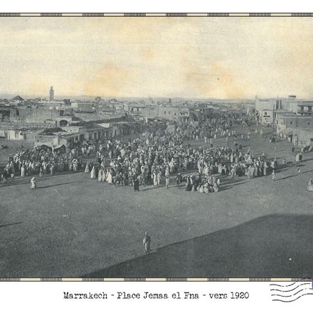 Affiche d'une vue ancienne de Marrakech - Place Jemaa el Fna - vers 1920 - reproduction thumbnail 2