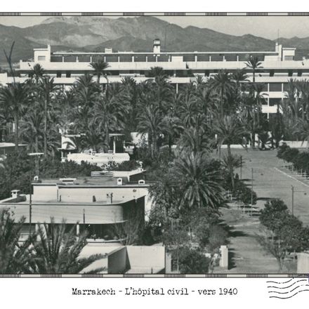 Affiche d'une vue ancienne de Marrakech - L'hôpital civil - vers 1940 - reproduction thumbnail 2