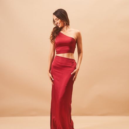 Robe Iris Satin Wine thumbnail 4