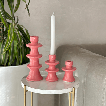 Porte bougie rose moderne grand thumbnail 2