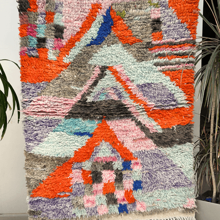 Tapis berbère Azilal coloré 100% laine de mouton 104cm/142cm thumbnail 1