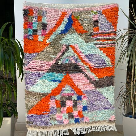 Tapis berbère Azilal coloré 100% laine de mouton 104cm/142cm thumbnail 2